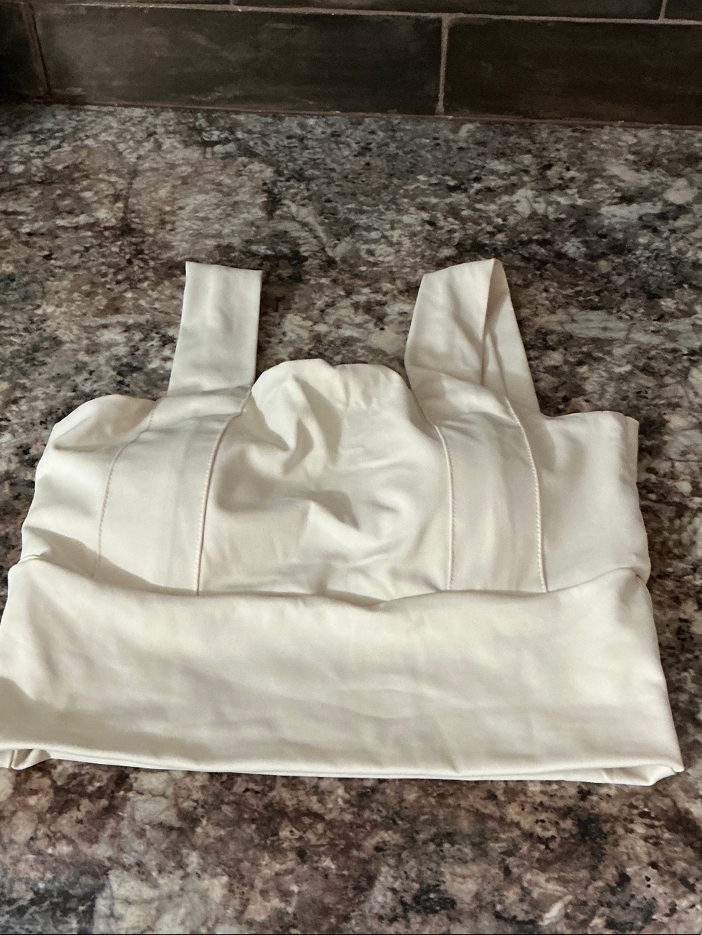 Cream Structured Bustier Crop Top with Wide Straps